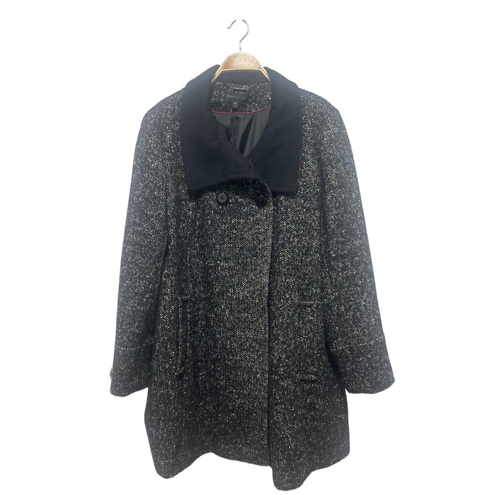 Worthington Wool Blend Black White Speck Cape Style Oversized Coat XL
